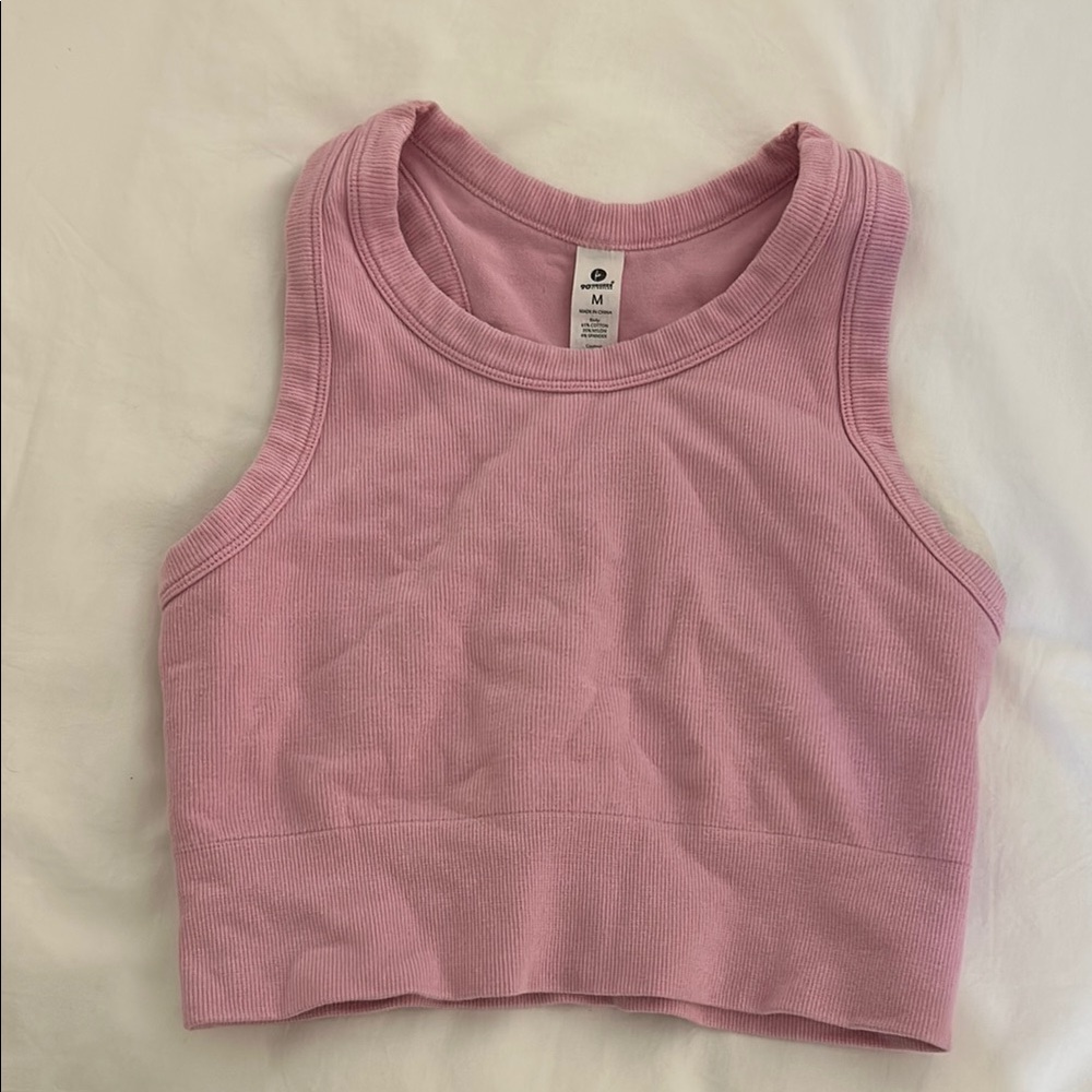 Pink Ribbed Crop Top